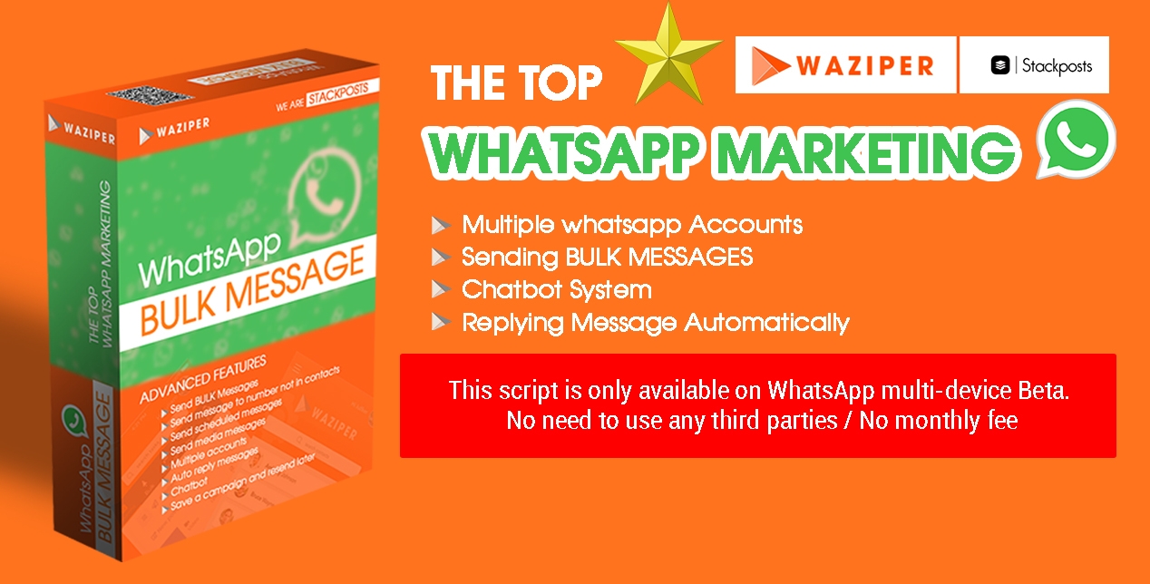 Waziper v2.0.3 Nulled - WhatsApp Marketing Tool Extended License Deobfuscated